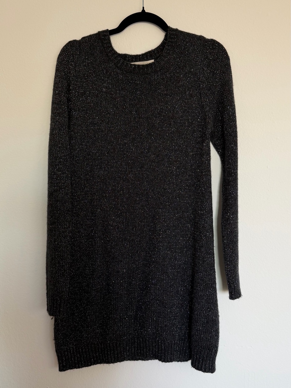 Zara Black Metallic Knit Long Sleeve Dress